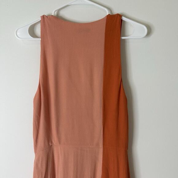 Equipment Femme Galane Two Tone Midi Dress Woman Size 4 Orange Peach - Picture 4 of 9